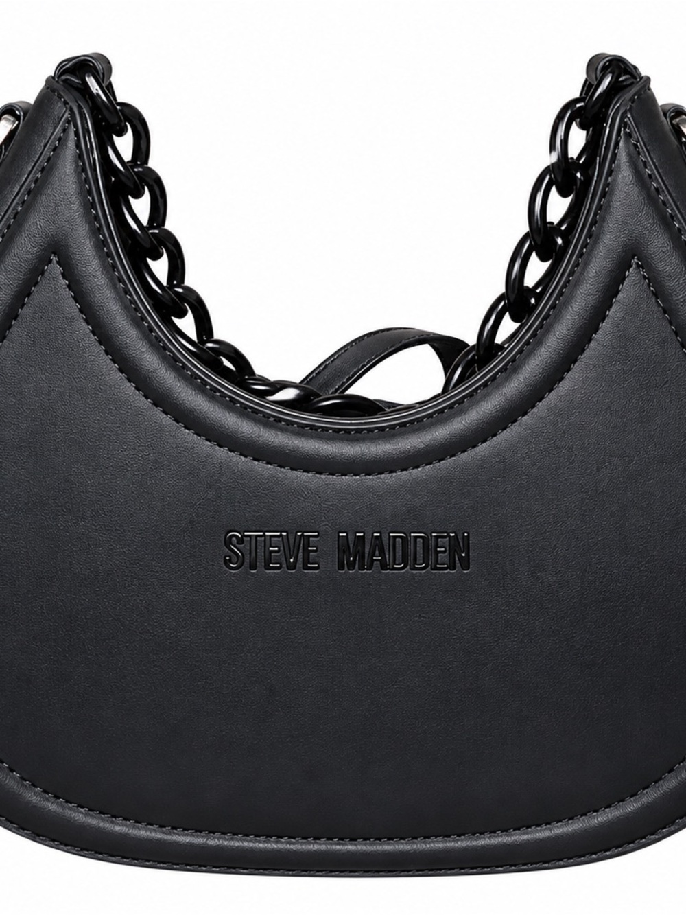 Steve Madden Black Crescent Shoulder Bag with Chain Strap